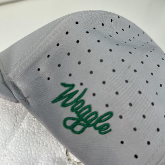 Waggle Hat Cap Snap Back Gray Green Fish Embroidered Perforated Golf Mens - Picture 5 of 11